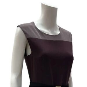 DVF Elegant Sleeveless Dress in Black Burgundy Lilac Colorblock